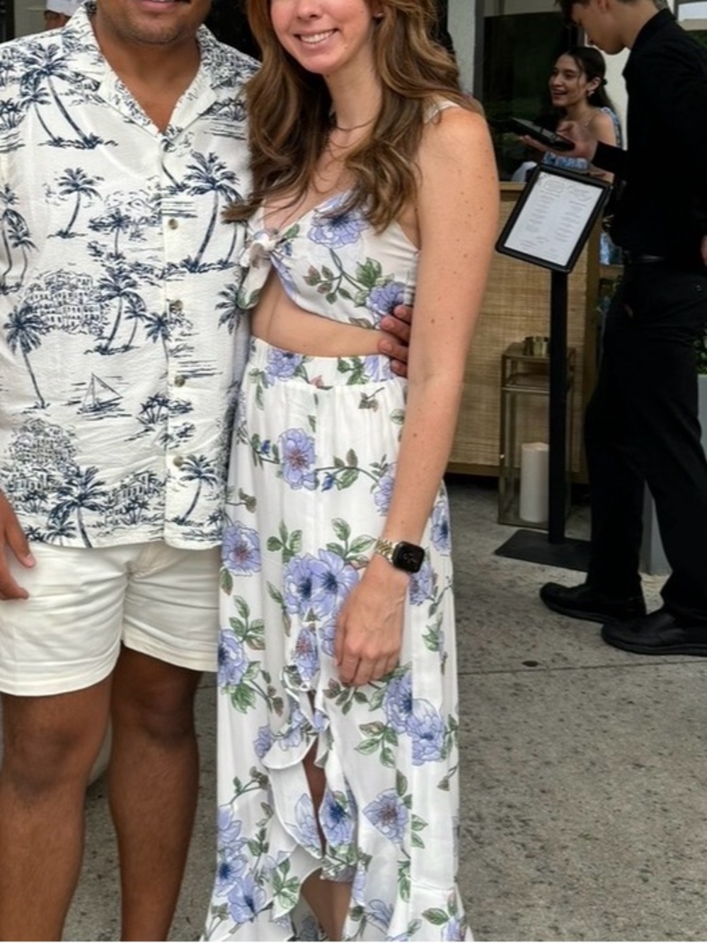 Lulu's White Floral Two-Piece Crop Top and Maxi Skirt Set
